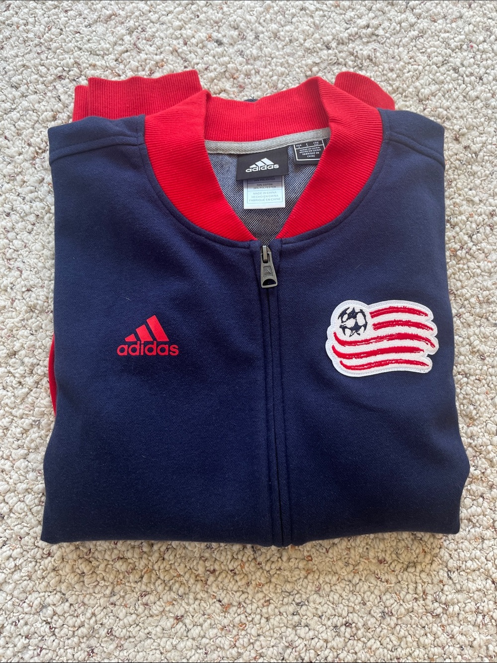 adidas Navy and Red Soccer Track Jacket with Revolution Team Crest